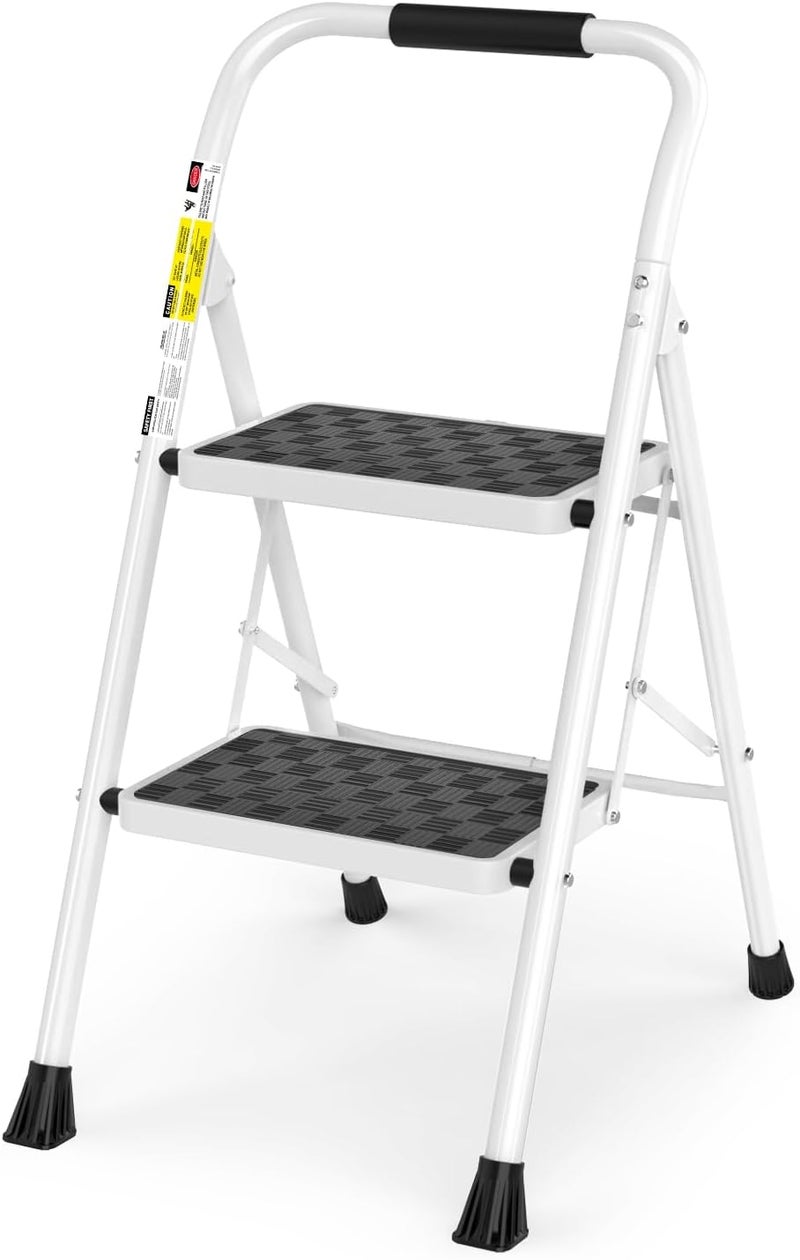 HBTower 2 Step Ladder,2 Step Stool for Adults Folding Step Stool with Cushioned Handle with Wide Anti-Slip Pedal Ergonomic Design - Image 1